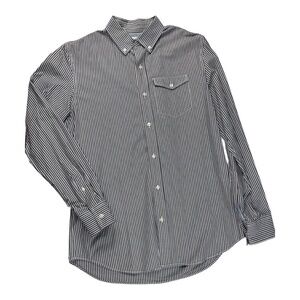 Old Navy Brown And White Striped Button Down Shirt Slim Fit Size L